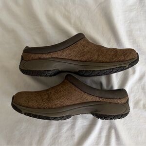 Merrell Encore Groove Floral Brown Leather Womens Size Slip On Clogs Comfort